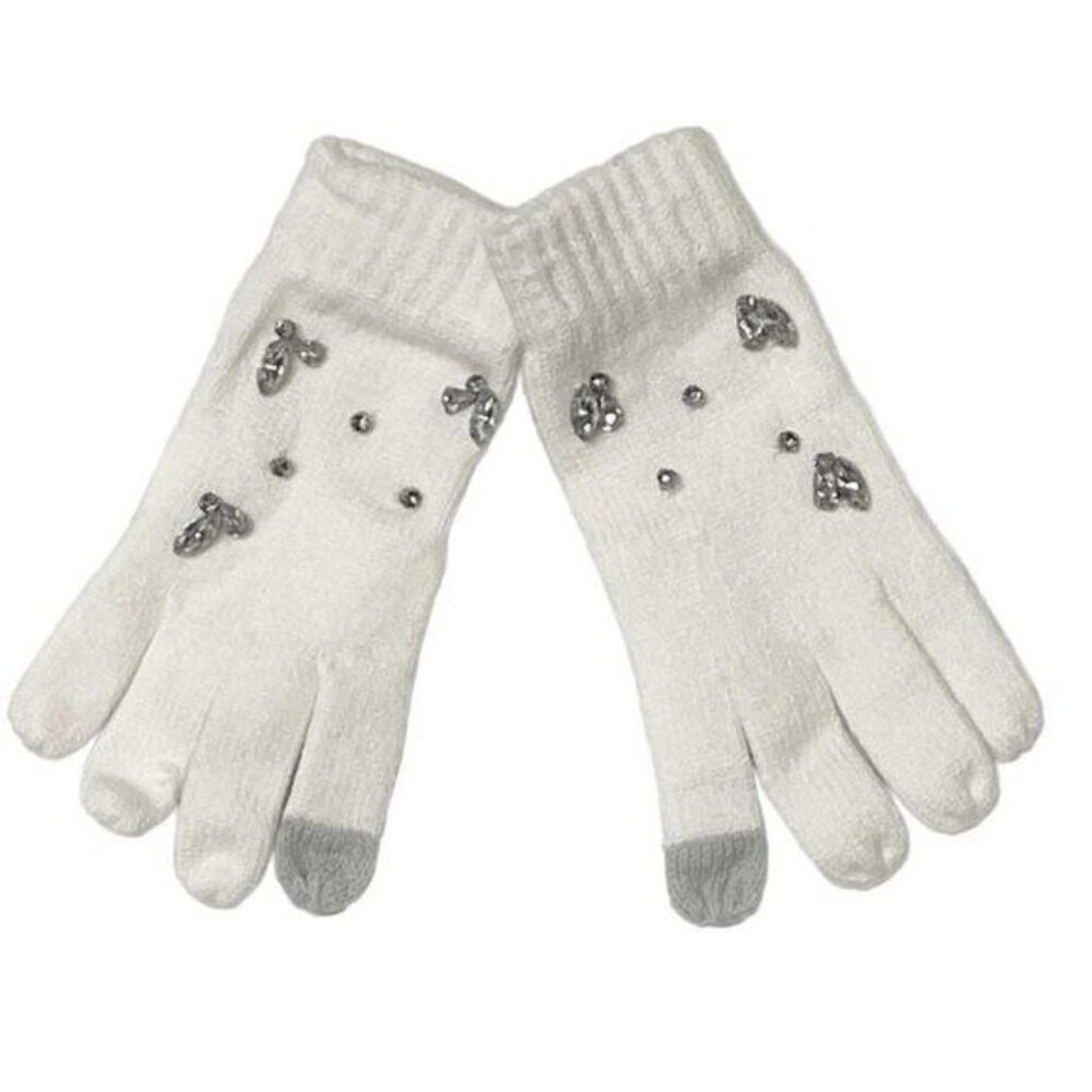 INC Gemstone Embellished Tech Gloves Ivory (444)